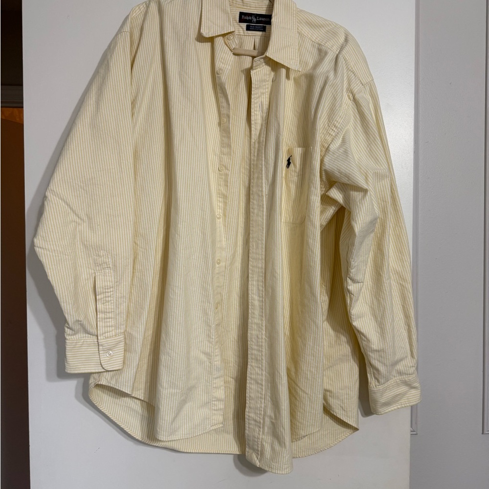 Ralph Lauren Yellow and White Striped Big Shirt
